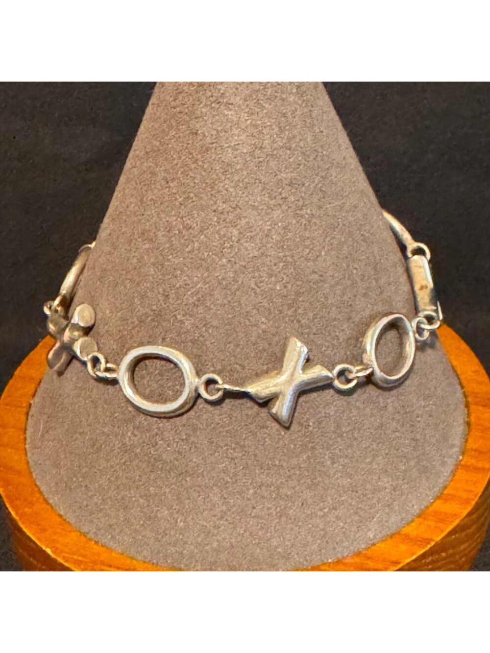 Sterling Silver 925 XO Link Chain Bracelet Lobster Clasp Size 7.5" Length